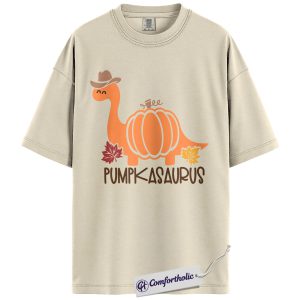 Pumpkasaurus Shirt, Cute Dinosaur Pumpkin T-Shirt, Funny Fall Graphic Tee for Kids and Adults, Autumn Thanksgiving Gift, Prehistoric Animal Comfort Colors Shirt