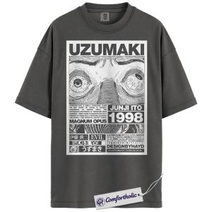 Alternative view of Uzumaki Shirt, Junji Ito Shirt, Halloween T-Shirt, Horror Anime Graphic Tee, Comfort Colors Shirt