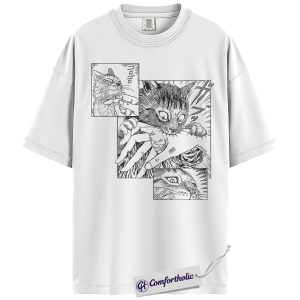 Alternative view of Junji Ito's Cat Diary: Yon & Mu Shirt, Junji Ito T-Shirt, Japanese Horror Anime Graphic Tee, Halloween Comfort Colors Shirt
