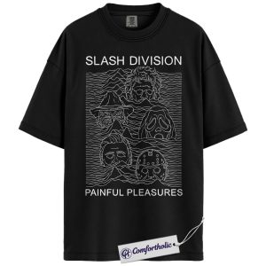 Slash Division Shirt, Horror Movie Characters T-Shirt, Funny Joy Division Music Parody Graphic Tee, Halloween Gift for Horror Fans, Comfort Colors Shirt