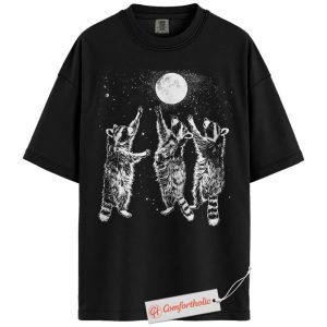 Three Raccoons Moon Shirt, Night Sky Animal T-Shirt, Vintage Nature Graphic Tee, Gift for Wildlife Lovers, Animal Lover Comfort Colors Shirt