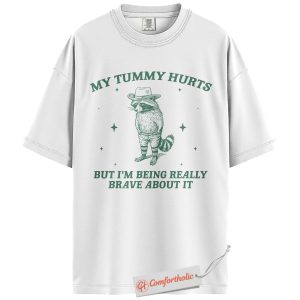 Alternative view of My Tummy Hurts Shirt, Funny Raccoon T-Shirt, Cute Animal Meme Graphic Tee, Humor Gift for Animal Lovers, Trash Panda Comfort Colors Shirt