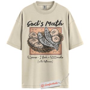 Alternative view of God's Math Shirt, Christian Faith T-Shirt, Biblical Miracle Graphic Tee, Religious Gift for Believers, Comfort Colors Shirt