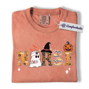 Halloween Nurse Shirt, Cute Ghost Pumpkin Medical T-Shirt, Funny Spooky Healthcare Worker Graphic Tee, Fall Gift for Nurses, Halloween Comfort Colors Shirt