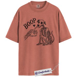 Boop Skeleton Dog Shirt, Funny Halloween Pet Lover T-Shirt, Spooky Animal Graphic Tee, Cute Fall Gift for Dog Owners, Halloween Comfort Colors Shirt
