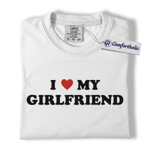 Alternative view of I Love My Girlfriend Shirt, Cute Couple Matching T-Shirt, Typography Quote Graphic Tee, Romantic Valentine’s Day Gift for Boyfriend, Comfort Colors Shirt