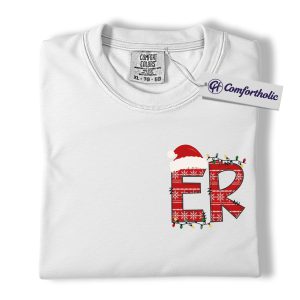 Alternative view of ER Christmas Shirt, Funny Nurse Holiday T-Shirt, Santa Hat Medical Worker Tee, Festive Gift for Emergency Nurse, Christmas Comfort Colors Shirt