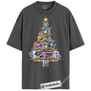 Alternative view of Science Christmas Tree Shirt, Funny STEM Teacher Holiday T-Shirt, Chemistry Biology Physics Graphic Tee, Gift for Science Lovers, Christmas Comfort Colors Shirt