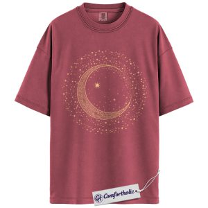 Alternative view of Crescent Moon Star Shirt, Celestial Aesthetic T-Shirt, Minimalist Moon Phase Graphic Tee, Astrology Gift, Comfort Colors Shirt