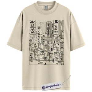 Tokyo Street Scene Shirt, Japanese City Night T-Shirt, Aesthetic Urban Japan Graphic Tee, Cityscape Comfort Colors Shirt
