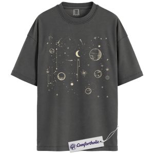 Celestial Space Shirt, Moon and Planets T-Shirt, Minimalist Cosmic Graphic Tee, Aesthetic Astronomy Gift, Comfort Colors Shirt