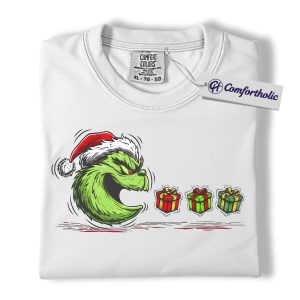 Alternative view of Funny Grinch Christmas Shirt, Cute Santa Hat T-Shirt, Green Monster Holiday Graphic Tee, Humorous Xmas Gift for Men and Women, Christmas Comfort Colors Shirt