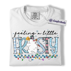 Alternative view of Feeling a Little Frosty Shirt, Cute Snowman Christmas T-Shirt, Funny Holiday Graphic Tee, Winter Festive Gift for Women, Christmas Comfort Colors Shirt