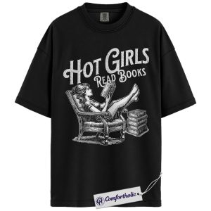 Alternative view of Hot Girls Read Books Shirt, Vintage Book Lover T-Shirt, Feminine Reading Graphic Tee, Aesthetic Literary Gift for Readers, Comfort Colors Shirt