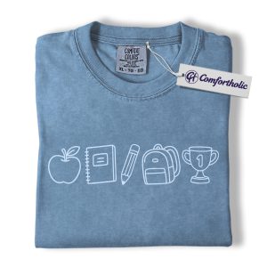 Minimal Teacher Icons Shirt, Cute Back to School T-Shirt, Education Symbol Graphic Tee, Teacher Appreciation Gift, Comfort Colors Shirt