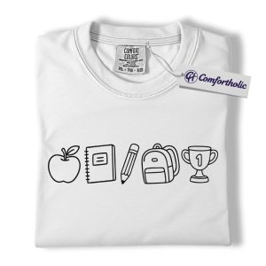 Alternative view of Minimal Teacher Icons Shirt, Cute Back to School T-Shirt, Education Symbol Graphic Tee, Teacher Appreciation Gift, Comfort Colors Shirt