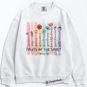 Alternative view of Fruits of the Spirit Sweatshirt, Galatians 5:22 Bible Verse Pullover, Christian Faith Graphic Crewneck, Religious Scripture Gift, Comfort Colors Sweatshirt
