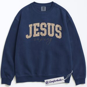 Alternative view of Jesus Is King Sweatshirt, Christian Faith Pullover, Bible Verse Graphic Crewneck for Believers, Religious Inspirational Gift, Comfort Colors Sweatshirt