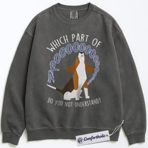 Alternative view of Which Part of Arooo Sweatshirt, Cute Beagle Dog Pullover, Funny Howling Puppy Graphic Crewneck, Playful Gift for Dog Lovers, Comfort Colors Sweatshirt