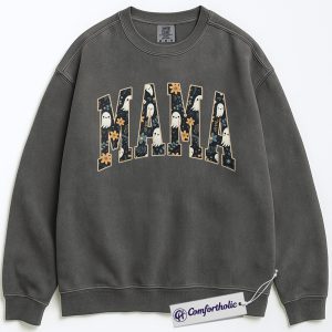 Mama Ghost Sweatshirt, Cute Halloween Mom Pullover, Spooky Fall Graphic Crewneck, Funny Retro Mama Gift, Family Comfort Colors Sweatshirt