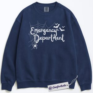 Emergency Department Sweatshirt, Halloween ER Nurse Crewneck, Spooky Medical Spider Web Pullover, Cute Healthcare Worker Gift, Comfort Colors Sweatshirt