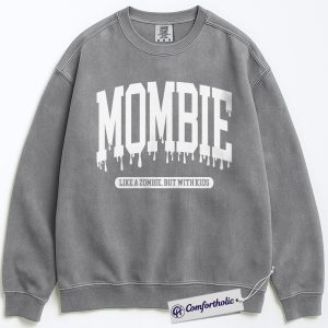 Alternative view of Mombie Sweatshirt, Funny Halloween Mom Crewneck, Cute Zombie Motherhood Pullover, Spooky Gift for Tired Moms, Comfort Colors Sweatshirt