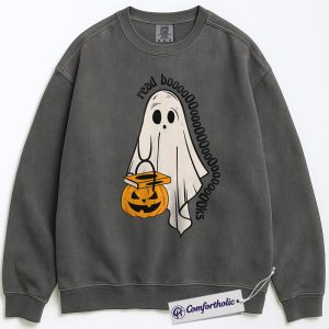 Read Books Sweatshirt, Funny Ghost Halloween Pullover, Spooky Bookworm Graphic Crewneck, Cute Literary Pun Gift, Book Lover Comfort Colors Sweatshirt