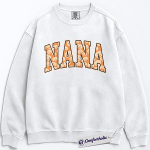 Alternative view of Halloween Nana Sweatshirt, Cute Pumpkin Face Pullover, Fun Grandma Graphic Crewneck, Spooky October Gift for Nana, Fall Comfort Colors Sweatshirt
