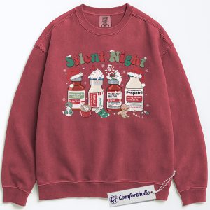 Silent Night Nurse Sweatshirt, Funny Medical Christmas Pullover, Propofol Holiday Graphic Crewneck, Healthcare Worker Santa Top, Christmas Gift for Nurses, Comfort Colors Sweatshirt
