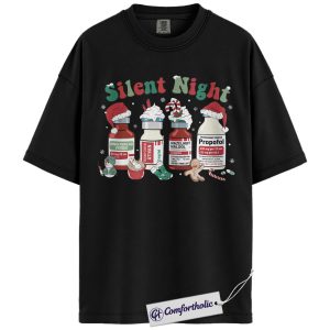 Silent Night Nurse Shirt, Funny Medical Christmas T-Shirt, Propofol Holiday Graphic Tee, Christmas Gift for Nurses, Healthcare Worker Santa Comfort Colors Shirt