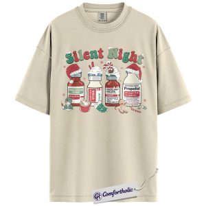 Alternative view of Silent Night Nurse Shirt, Funny Medical Christmas T-Shirt, Propofol Holiday Graphic Tee, Christmas Gift for Nurses, Healthcare Worker Santa Comfort Colors Shirt