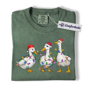 Alternative view of Funny Goose Christmas Shirt, Farm Animal Holiday T-Shirt, Cute Santa Duck Graphic Tee, Country Gift for Animal Lovers, Christmas Comfort Colors Shirt