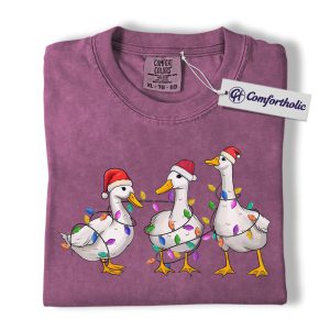 Funny Goose Christmas Shirt, Farm Animal Holiday T-Shirt, Cute Santa Duck Graphic Tee, Country Gift for Animal Lovers, Christmas Comfort Colors Shirt