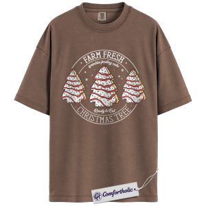 Alternative view of Farm Fresh Christmas Tree Shirt, Vintage Holiday Baking T-Shirt, Cute Frosted Cake Graphic Tee, Festive Gift for Bakers and Food Lovers, Comfort Colors Shirt