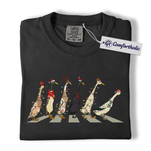 Alternative view of Funny Goose Christmas Shirt, Farm Animal Holiday T-Shirt, Beatles Abbey Road Parody Tee, Cute Farmyard Christmas Gift, Christmas Comfort Colors Shirt