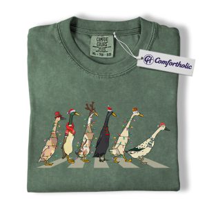 Funny Goose Christmas Shirt, Farm Animal Holiday T-Shirt, Beatles Abbey Road Parody Tee, Cute Farmyard Christmas Gift, Christmas Comfort Colors Shirt