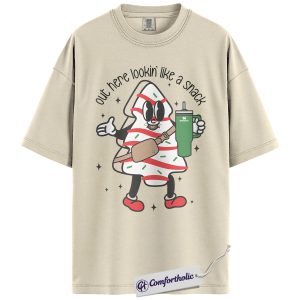 Out Here Lookin’ Like a Snack Shirt, Funny Christmas Foodie T-Shirt, Stanley Cup Holiday Graphic Tee, Trendy Snack Lover Gift, Christmas Comfort Colors Shirt