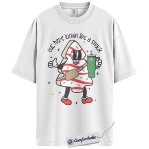Alternative view of Out Here Lookin’ Like a Snack Shirt, Funny Christmas Foodie T-Shirt, Stanley Cup Holiday Graphic Tee, Trendy Snack Lover Gift, Christmas Comfort Colors Shirt