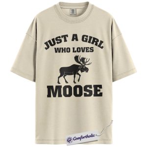 Alternative view of Just a Girl Who Loves Moose Shirt, Cute Wildlife Animal T-Shirt, Nature Outdoor Graphic Tee, Gift for Moose Lovers, Comfort Colors Shirt