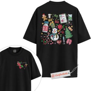 RN Nurse Christmas Shirt, Medical Worker Holiday T-Shirt, Cute Healthcare Snowman Graphic Tee, Christmas Gift for Registered Nurses, Christmas Comfort Colors Shirt 2-Sided
