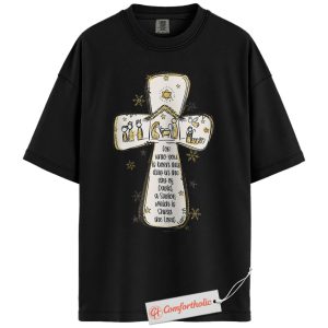 Christian Christmas Shirt, Luke 2:11 Bible Verse T-Shirt, Religious Faith-Based Holiday Graphic Tee, Nativity Cross Comfort Colors Shirt