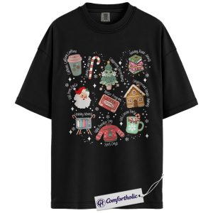 Teacher Christmas Checklist Shirt, Cute Holiday Coffee Lover T-Shirt, Cozy Winter Graphic Tee, Gingerbread & Santa Aesthetic Gift Idea, Christmas Comfort Colors Shirt