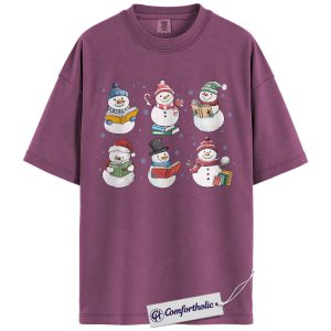 Christmas Book Lover Shirt, Cute Snowman Reading T-Shirt, Winter Literary Graphic Tee, Holiday Gift for Teachers and Readers, Christmas Comfort Colors Shirt