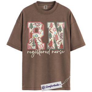 RN Christmas Shirt, Registered Nurse Holiday T-Shirt, Cute Medical Worker Graphic Tee, Christmas Gift for Nurses and Healthcare Professionals, Christmas Comfort Colors Shirt