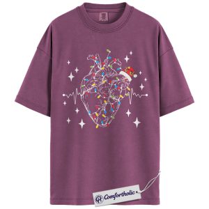 Alternative view of Anatomical Heart Christmas Shirt, Medical Worker Holiday T-Shirt, Festive Cardiology Graphic Tee, Cute Nurse & Doctor Gift, Christmas Comfort Colors Shirt