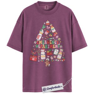 Alternative view of Emergency Department Christmas Shirt, ER Nurse Holiday T-Shirt, Cute Medical Worker Graphic Tee, Christmas Gift for Nurses and Healthcare Professionals, Christmas Comfort Colors Shirt
