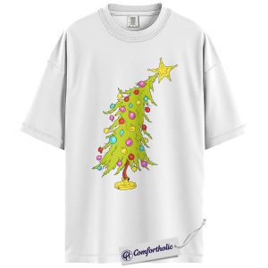 Alternative view of Funny Christmas Tree Shirt, Whoville Holiday T-Shirt, Cute Grinch Style Tree Graphic Tee, Festive Holiday Gift, Christmas Comfort Colors Shirt