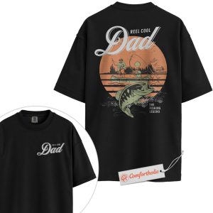Reel Cool Dad Shirt, Funny Fishing T-Shirt, Vintage Fisherman Graphic Tee, Outdoor Sports Top for Dad, Father's Day Gift, Family Comfort Colors Shirt 2-Sided