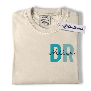Personalized Doctor Shirt, Custom Name Medical Professional T-Shirt, Minimalist Monogram DR Graphic Tee, Gift for Physicians and Healthcare Workers, Comfort Colors Shirt