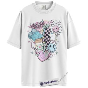 Alternative view of Aesthetic Nurse Shirt, Cute Medical Worker T-Shirt, Y2K Healthcare Graphic Tee, Colorful Nurse Life Gift for Hospital Staff, Comfort Colors Shirt